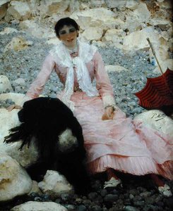 Portret żony artysty na plaży (olej na płótnie)