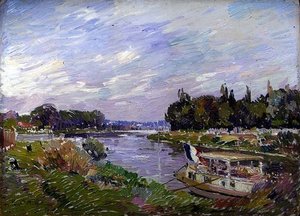 Przycumowana łódź wycieczkowa autorstwa Paul Mathieu