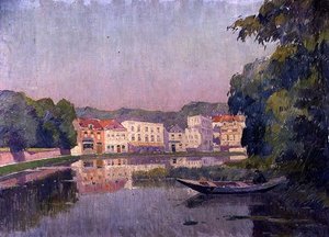 Samotny rybak (olej na panelu)