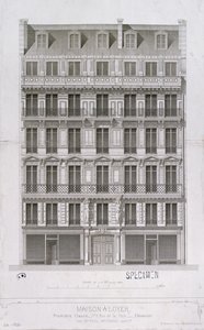 Projekt bloku mieszkalnego w stylu Haussmanna przy rue de la Paix, Paryż, ok. 1860 autorstwa Paul Mesnard