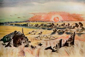 Bombowiec w kukurydzy, 1940 autorstwa Paul Nash