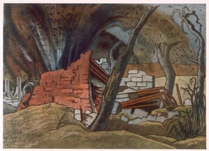 Shell Bursting, od brytyjskich artystów na froncie, kontynuacja frontu zachodniego, część trzecia, Paul Nash autorstwa Paul Nash