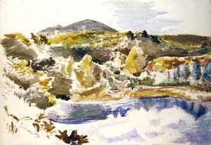 Niebieski basen (akwarela na papierze) autorstwa Paul Nash