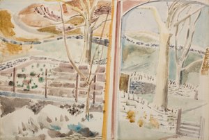 Krajobraz przez okno i przez lustro autorstwa Paul Nash