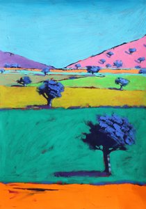 Berrow Down, 2021 (akryl na papierze) autorstwa Paul Powis