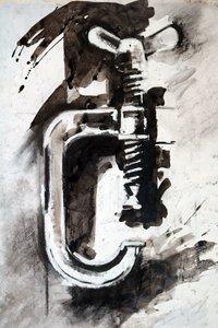 Zaciskanie, 2024 (tusz na papierze) autorstwa Paul Powis