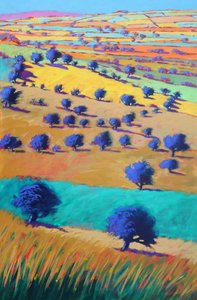 Cotswolds Towards Bredon, 2021 (akryl na płycie) autorstwa Paul Powis