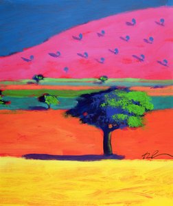 Pink Hill (akryl na karcie) autorstwa Paul Powis