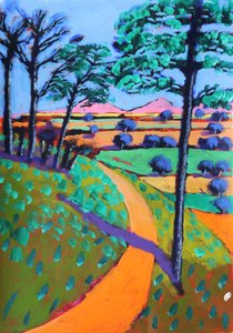 Swineyard Hill, 2021 (akryl na papierze) autorstwa Paul Powis