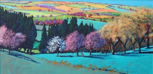 Teme Valley April (akryl na pokładzie) autorstwa Paul Powis