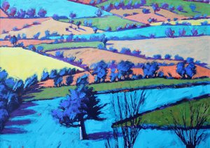 Teme Valley lato II z bliska (akryl na pokładzie) autorstwa Paul Powis