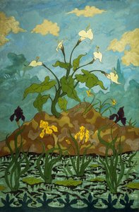 lilie, fioletowe i żółte irysy; Aromes, Iris Violets et Jaunes, 1899