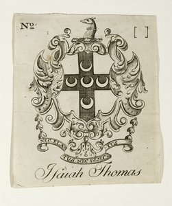 Ekslibris dla Izajasza Tomasza (1749-1831), ok. 1930 r. 1765-1770 (grawerowanie na papierze wykładanym) autorstwa Paul Revere