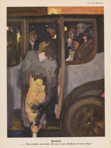 Kobieta wsiadająca do samochodu, by jechać do domu po nocnej imprezie (kolor lito) autorstwa Paul Rieth