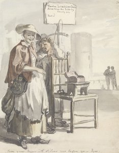 London Cries: „Zamień swoją miedź w srebro teraz, przed oczami” (pióro, pędzel i atrament, akwarela i grafit na papierze) autorstwa Paul Sandby