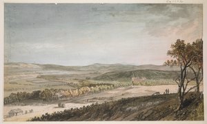 Nithsdale, z Drumlanrig, ok.1751 (pióro, płyn i akwarela na ołówku na papierze) autorstwa Paul Sandby