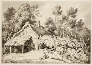 Domek kryty strzechą autorstwa Paul Sandby