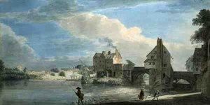 Stary most w Shrewsbury (akwarela na papierze) autorstwa Paul Sandby