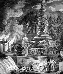 Spalenie świątyni w Efezie, 1753 autorstwa Paul Sandby