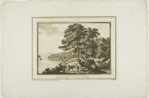 Zobacz w górę rzeki Neath z domu przy Briton Ferry w Glamorgan Shire, z dwunastu widoków w Aquatinta z rysunków wykonanych na miejscu w południowej Walii autorstwa Paul Sandby