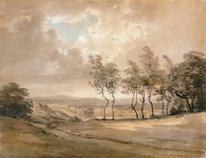 Widok Hampstead Heath (akwarela na papierze) autorstwa Paul Sandby