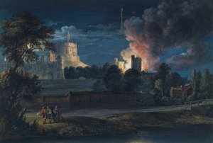 Zamek Windsor z Datchet Lane w radosną noc, 1768 autorstwa Paul Sandby
