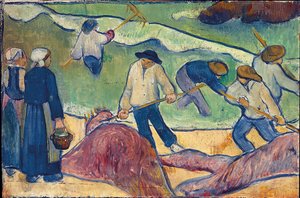 Mały pejzaż z rybakami zbierającymi wodorosty autorstwa Paul Sérusier
