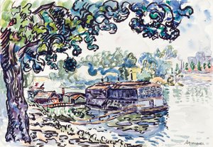 Asnières, c.1900-05 (w/c, pędzel i czarny tusz na ołówku na papierze) autorstwa Paul Signac