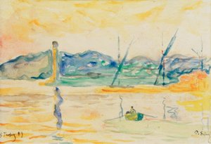 Wejście do portu w Saint-Tropez o zachodzie słońca autorstwa Paul Signac