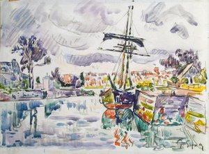 Żaglówka na molo, lata 20. XX wieku. autorstwa Paul Signac