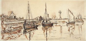 Żaglowce w porcie Barfleur autorstwa Paul Signac