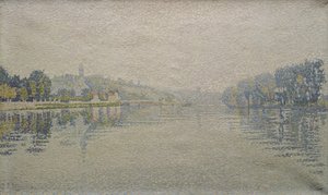 Widok na Sekwanę w Herblay, 1889 autorstwa Paul Signac