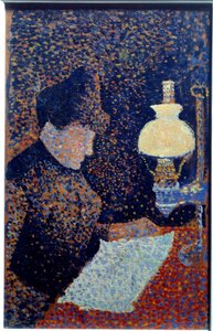 Kobieta pod lampą. Puentylizm. Malarstwo autorstwa Paula Signac autorstwa Paul Signac