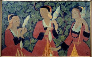 Obraz Trzech Prządek Paula Serusiera (1863-1927) 1918 Muzeum Sztuk Pięknych w Brześciu autorstwa Paul Sérusier