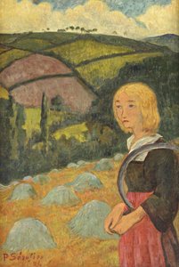 Młoda Bretonka i stogi siana, 1924 autorstwa Paul Sérusier