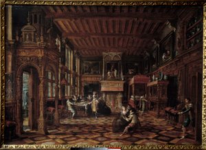 Flamandzkie wnętrze. Obraz Paulusa Vredemana De Vriesa (1567-1630)
