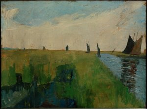 Krajobraz Hamme z barkami torfowymi autorstwa Paula Modersohn Becker