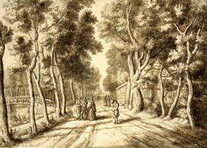Bezuidenhoutseweg widziana w kierunku Wassenaar, 1756 r. autorstwa Paulus Constantijn la Fargue