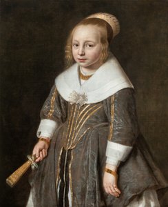 Portret młodej dziewczyny trzymającej wachlarz autorstwa Paulus Hennekyn