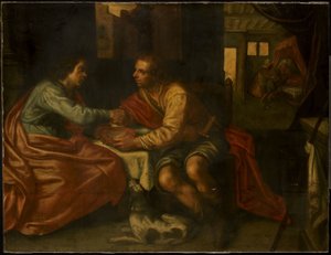 Ezaw sprzedaje swoje pierworodztwo (Rodzaju 27:1-29) autorstwa Paulus Moreelse (copy after)