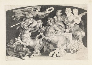 Camee spotkał się z triumfem van Germanicus en Agrippina Różne figury antycznych agatów, zaprojektowane przez Pietro Paolo Rubenii (tytuł serii) autorstwa Paulus Pontius (attributed to)