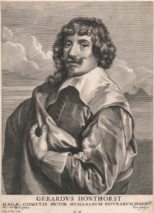 Gerardus Honthorst, hrabia major malarz postaci ludzkich autorstwa Paulus Pontius
