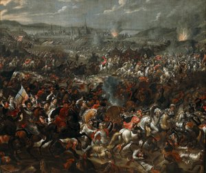 Bitwa pod Wiedniem 12 września 1683, ok. 1683-84 (olej na płótnie) autorstwa Pauwel Casteels