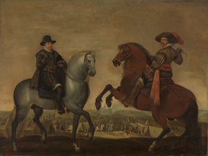 Książęta Maurits i Frederik Hendrik na koniu autorstwa Pauwels van Hillegaert (workshop of)