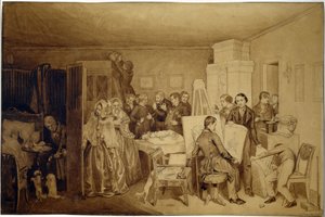 Konsekwencje śmierci Fidelki - Praca Pawła Andriejewicza Fedotowa (1815-1852), tusz indyjski i sepia na papierze