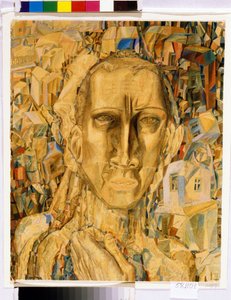 Zwycięzca miasta. (Zwycięzca Miasta). Praca Pawła Nikołajewicza Filonova (1883-1941), akwarela na tekturze autorstwa Pawel Nikolajewitsch Filonow