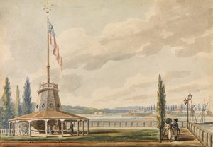 Pierwszy widok Nowego Jorku podróżnika — bateria i flagstaff, 1811-ca. 1813. autorstwa Pavel Petrovic Svin