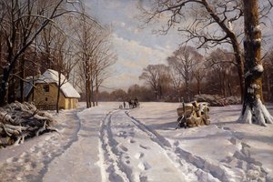 Kulig przez zimowy krajobraz autorstwa Peder Monsted