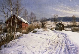 Zimowy krajobraz, Lillehammer autorstwa Peder Monsted