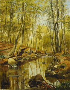 Zalesiony krajobraz rzeki autorstwa Peder Monsted